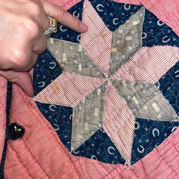 Handmade vintage sweater quilted front folksy boho hippie artsy art western M L - Picture 8 of 14